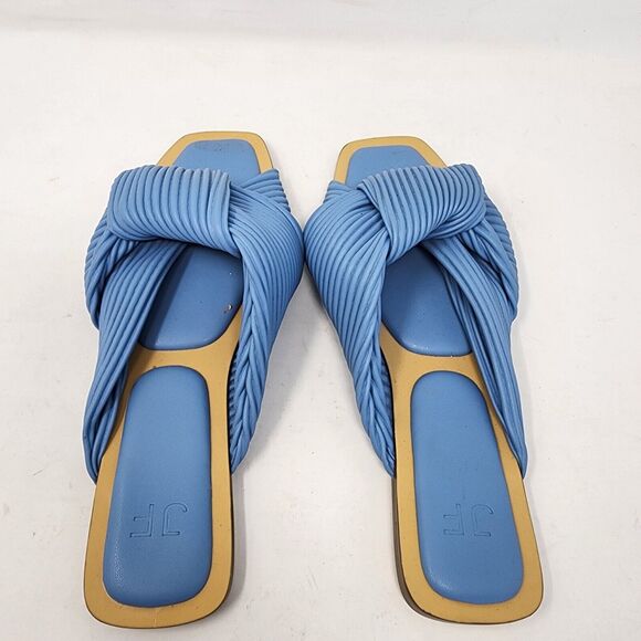 JF Estelle Flat Slide Sandal Blue Knot Size 10 Slip On Padded EUC - Picture 6 of 8